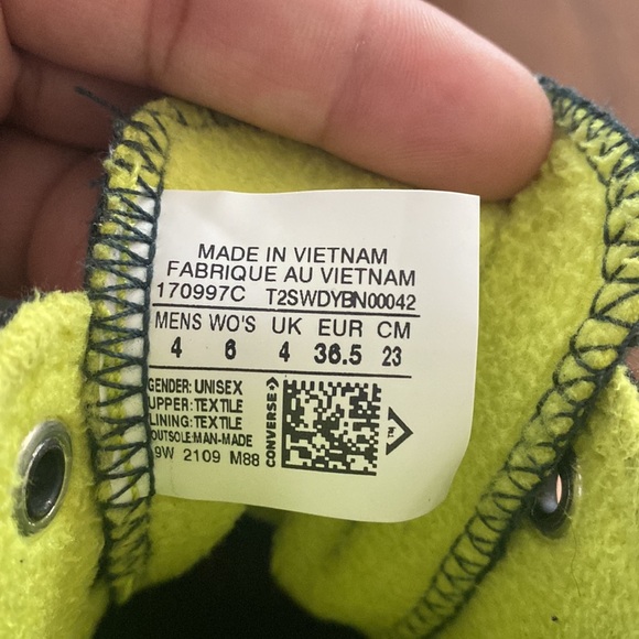 Converse High-Top Sneakers - Black and Neon Green - Picture 7 of 7